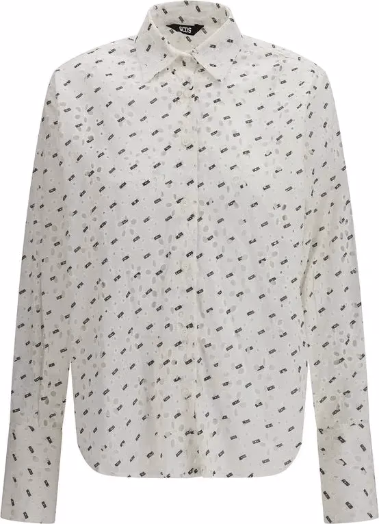 GCDS White Cotton Pattern Shirt