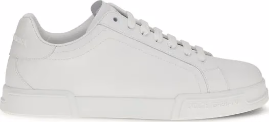 Dolce & Gabbana White Calf Leather Bos Taurus Low Top Sneakers