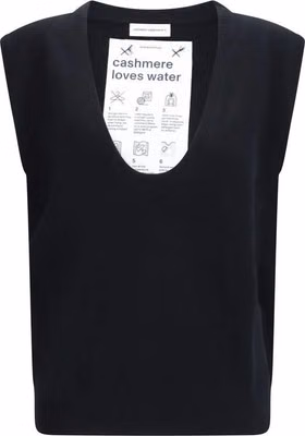 Black Elastane Sleeveles Sweater
