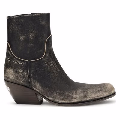 Black Calf Leather Bos Taurus Ankle Boots