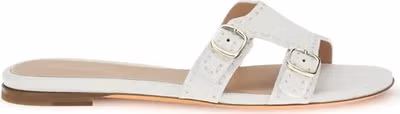 White Calf Leather Bos Taurus Flat Sandals