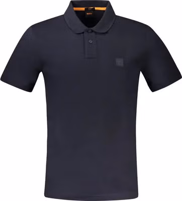 Blue Cotton Men Polo Shirt