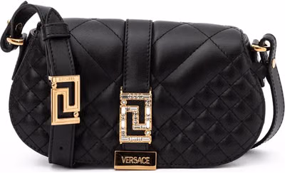 Black Leather Quilted Shoulder Strap Bag