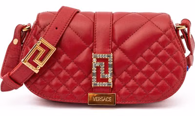 Red Leather Quilted Shoulder Strap Bag