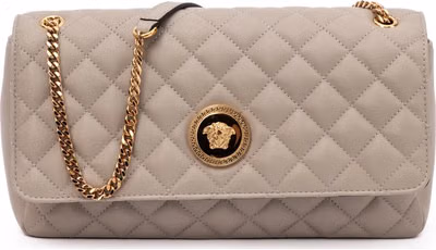 Taupe Quilted Leather Shoulder Strap Bag
