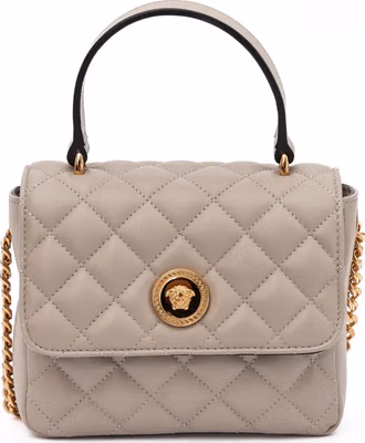 Taupe Quilted Leather Handbag