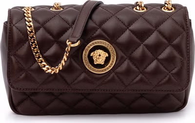 Brown Quilted Leather Shoulder Strap Bag
