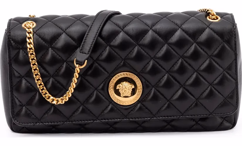 Versace Black Quilted Leather Shoulder Strap Bag