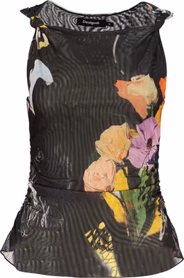 Black Polyester Women Tank Top