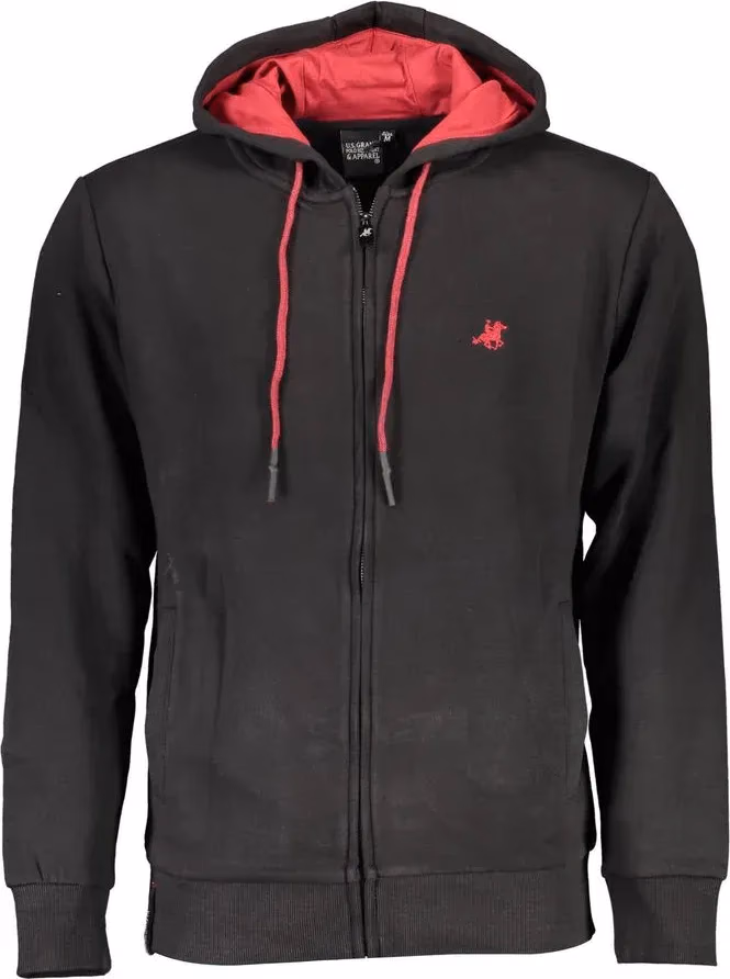 U.S. Grand Polo Black Cotton Men's Hoodie