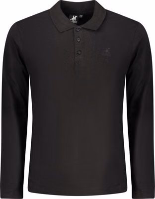 Black Cotton Men Polo Shirt