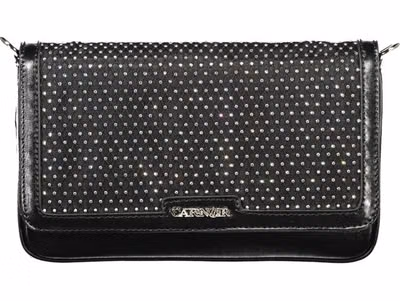Black Polyurethane Women's Shoulder Bag