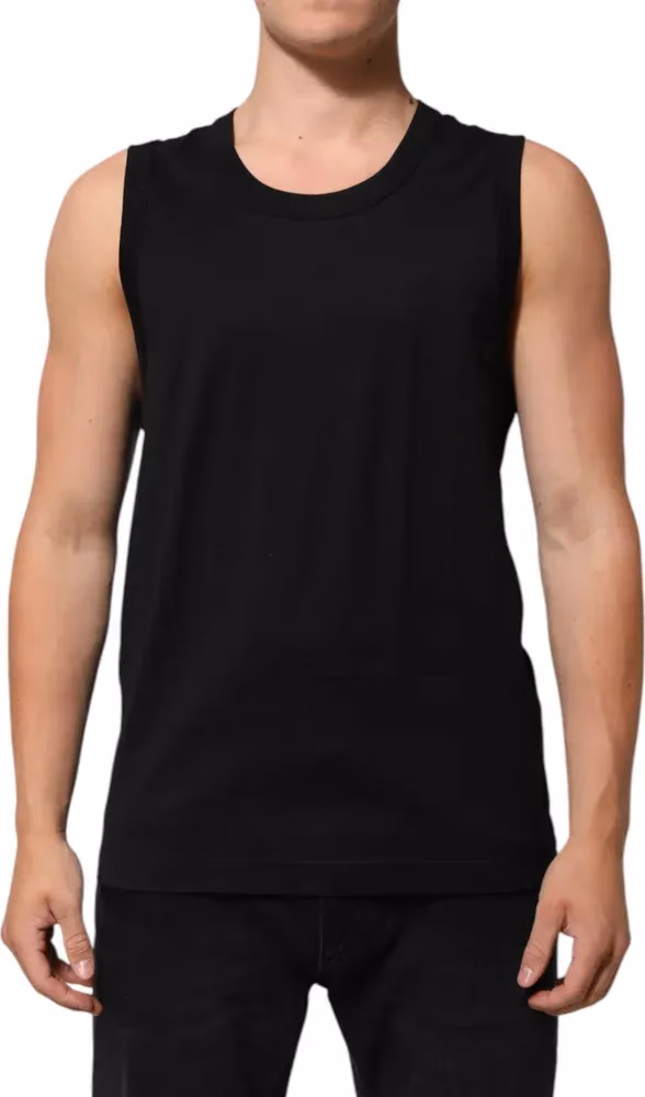 Dolce & Gabbana Black Cotton Sleeveless Men Tank Top T-shirt