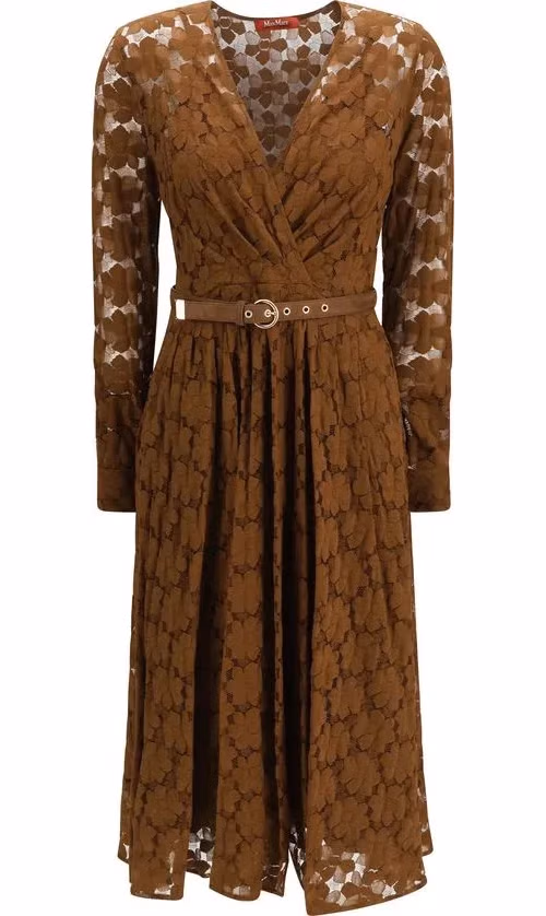 Max Mara Brown Polyamide Casual Dress