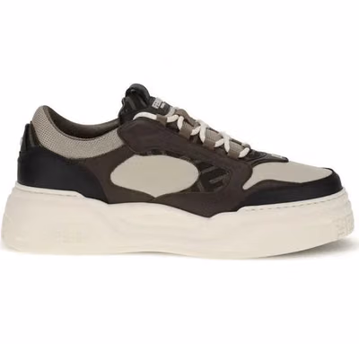 Black Calf Leather Bos Taurus Chunky Sneakers
