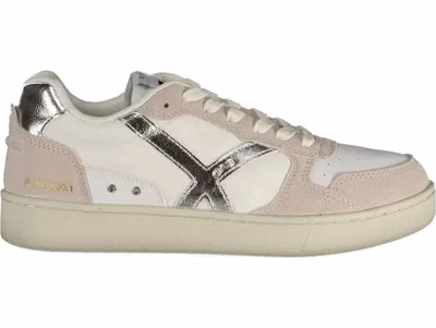 White Polyurethane Women Sneaker