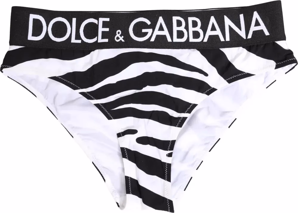Dolce & Gabbana Black White Zebra Print Brief Panty Underwear