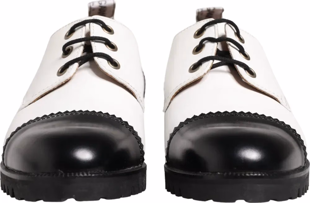Dolce & Gabbana Black White Leather Derby Shoes