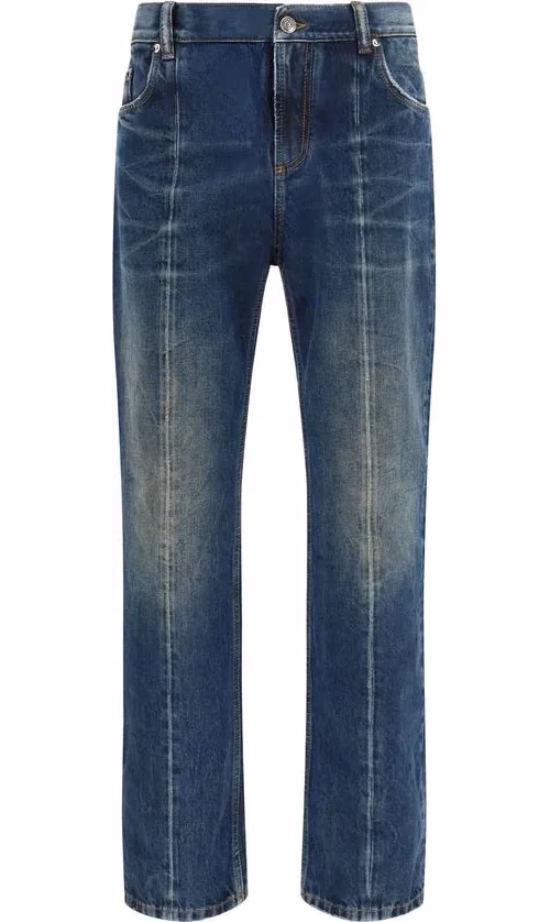 Versace Blue Cotton Straight-Leg Jeans
