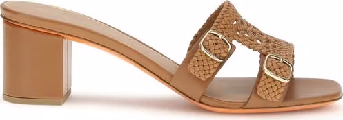 Santoni Beige Calf Leather Bos Taurus Platform Sandals
