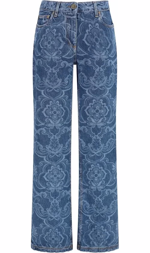 Etro Blue Cotton Flared Jeans