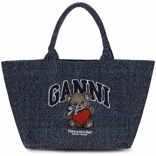 Ganni Blue Cotton Shoulder Bag
