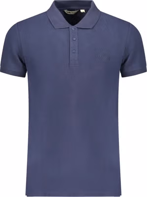 Blue Cotton Men Polo Shirt