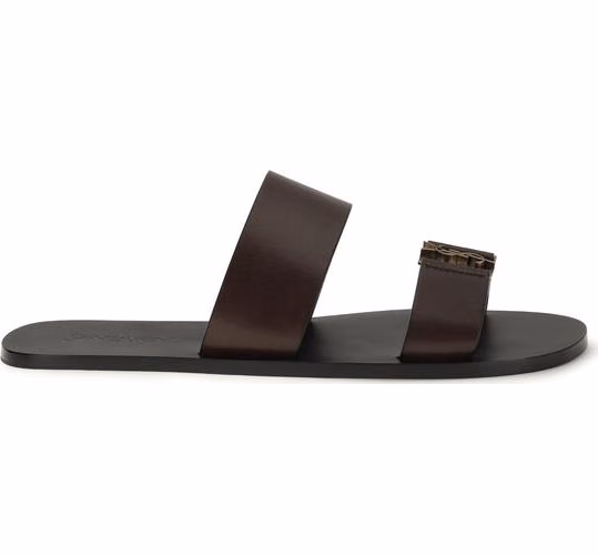 Saint Laurent Brown Calf Leather Bos Taurus Flat Sandals