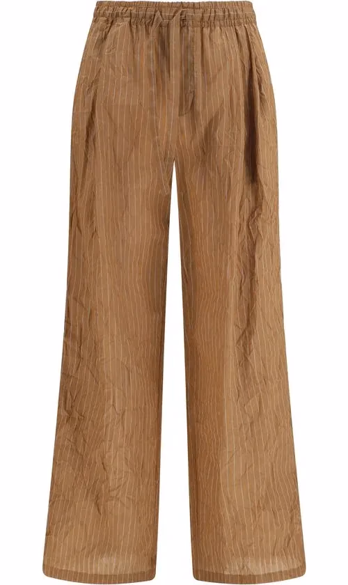 Dolce & Gabbana Brown Linen Casual Pants
