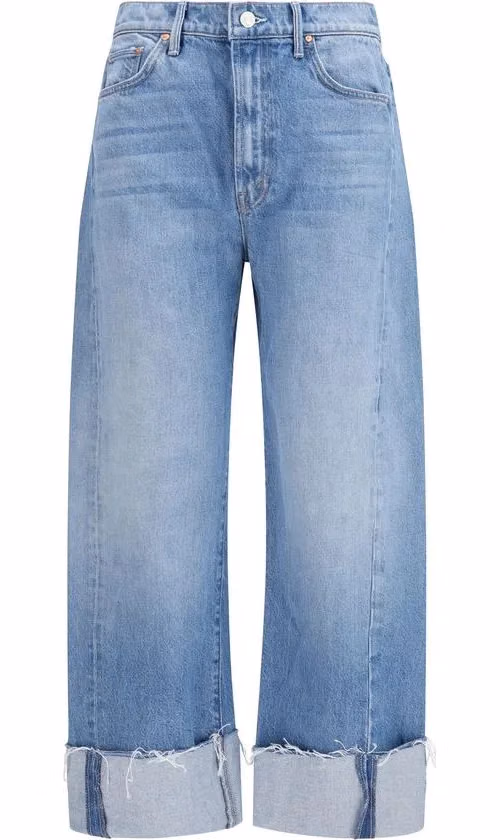 Mother Denim Blue Cotton Cropped Jeans