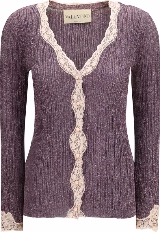 Valentino Garavani Purple Viscose Cardigan