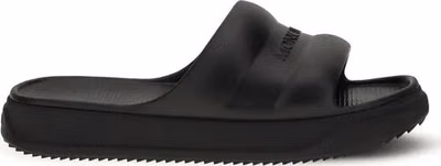 Black Rubber Flat Sandals