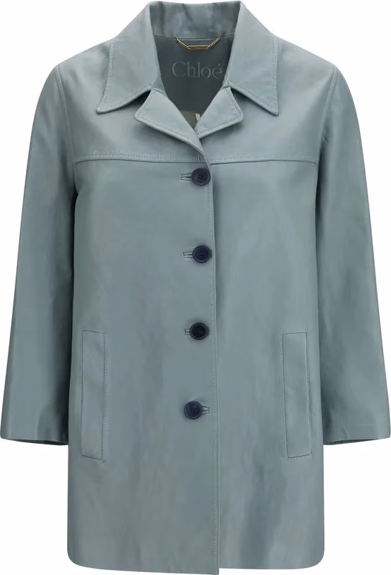 Chloé Blue Lamb Leather Leather Jacket
