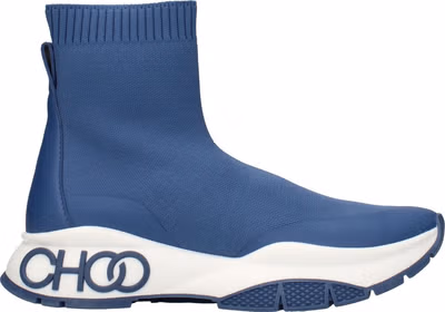Blue Fabric Ankle Boots