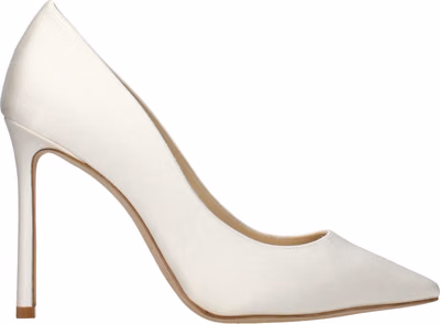 Beige Satin Platform Pumps