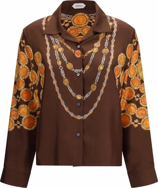 Versace Brown Fabric Pattern Shirt