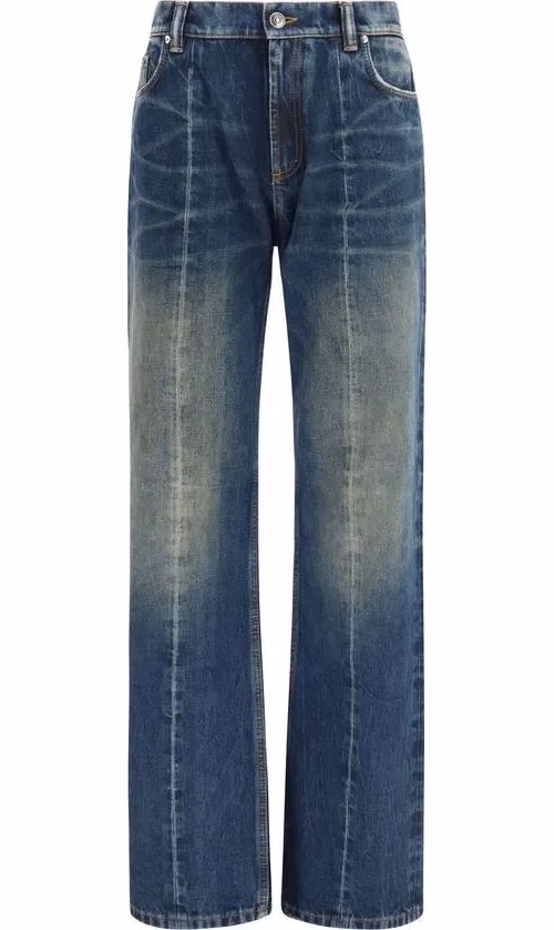Versace Blue Cotton Straight-Leg Jeans