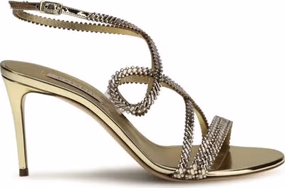 Gold Calf Leather Bos Taurus Stiletto Heel Sandals