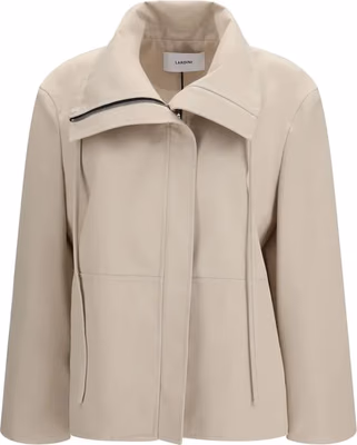 Beige Polyester Full-Length Jacket