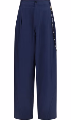 Blue Cotton Casual Pants