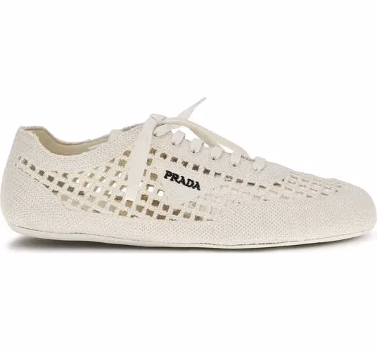 Prada Beige Fabric Low Top Sneakers