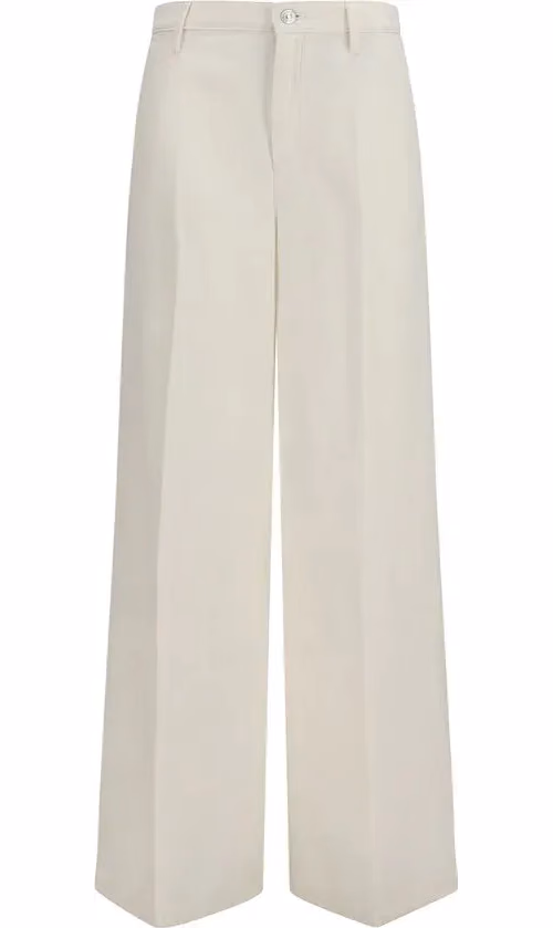 7FOR White Cotton Casual Pants