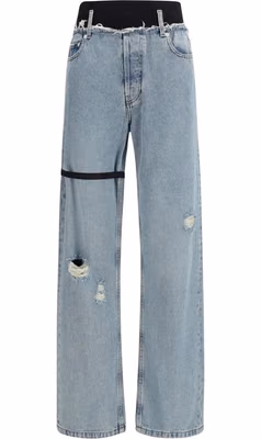 Blue Cotton High-Waisted Jean