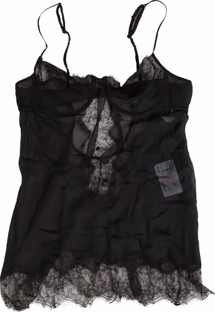 Dolce & Gabbana Black Silk Lace Lingerie Chemise Top Underwear