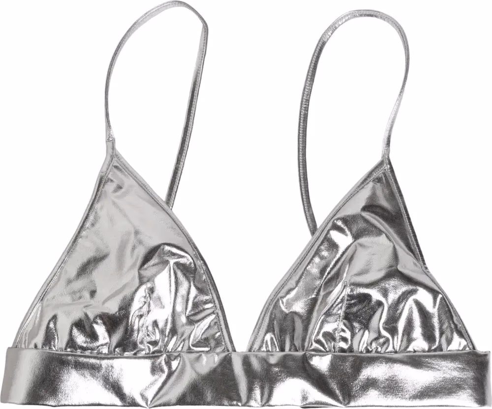 Dolce & Gabbana Metallic Silver Sleeveless Bustier Cropped Top