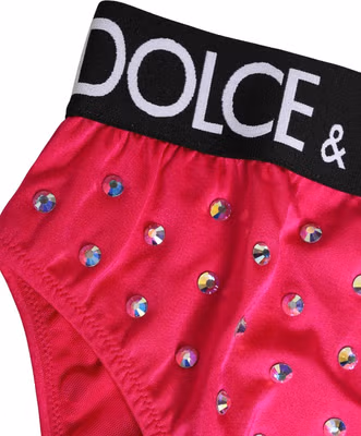 Pink Crystal High Waist Brief Panty Underwear