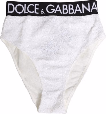 White Black Sequin High Waist Panty Underwear