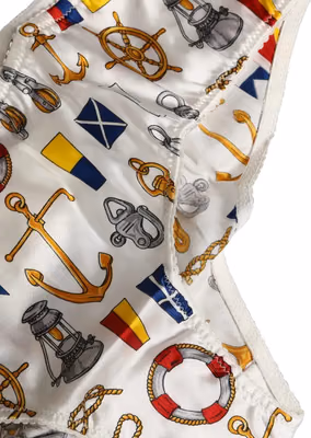 White Sailor Print Polyester Bottoms Underwear