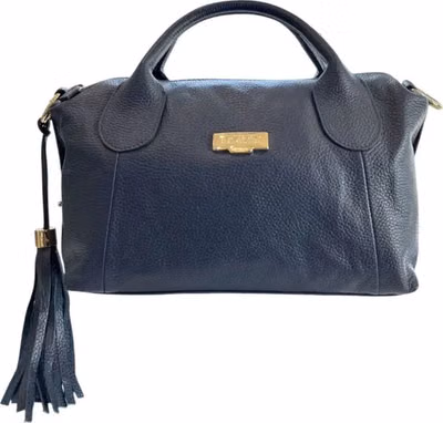 Blue Leather Women Handbag