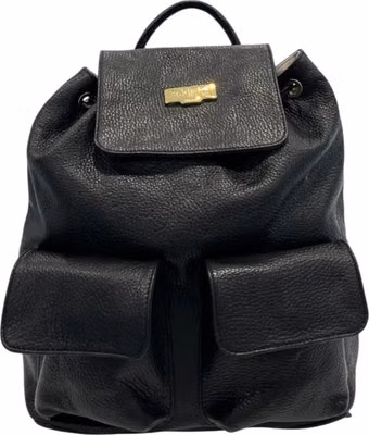 Black Leather Women Backpack